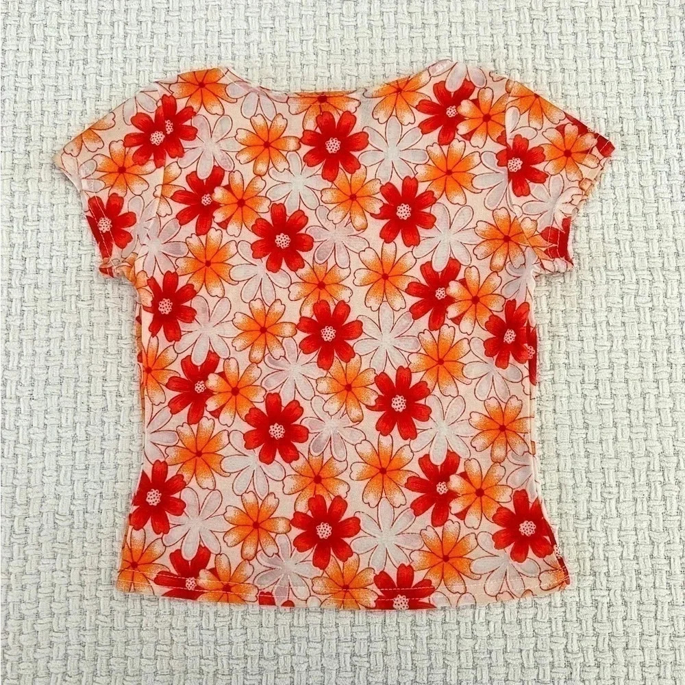Vintage 90’s Floral Cropped Mesh Baby Tee - Picture 3 of 6